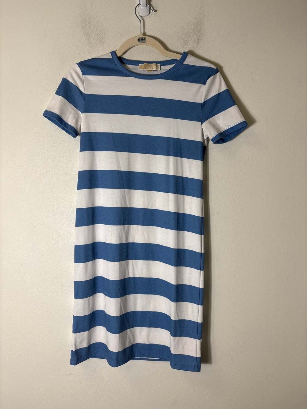 Michael Kors Blue and White Stripe Cotton Short Sleeve Sz XS